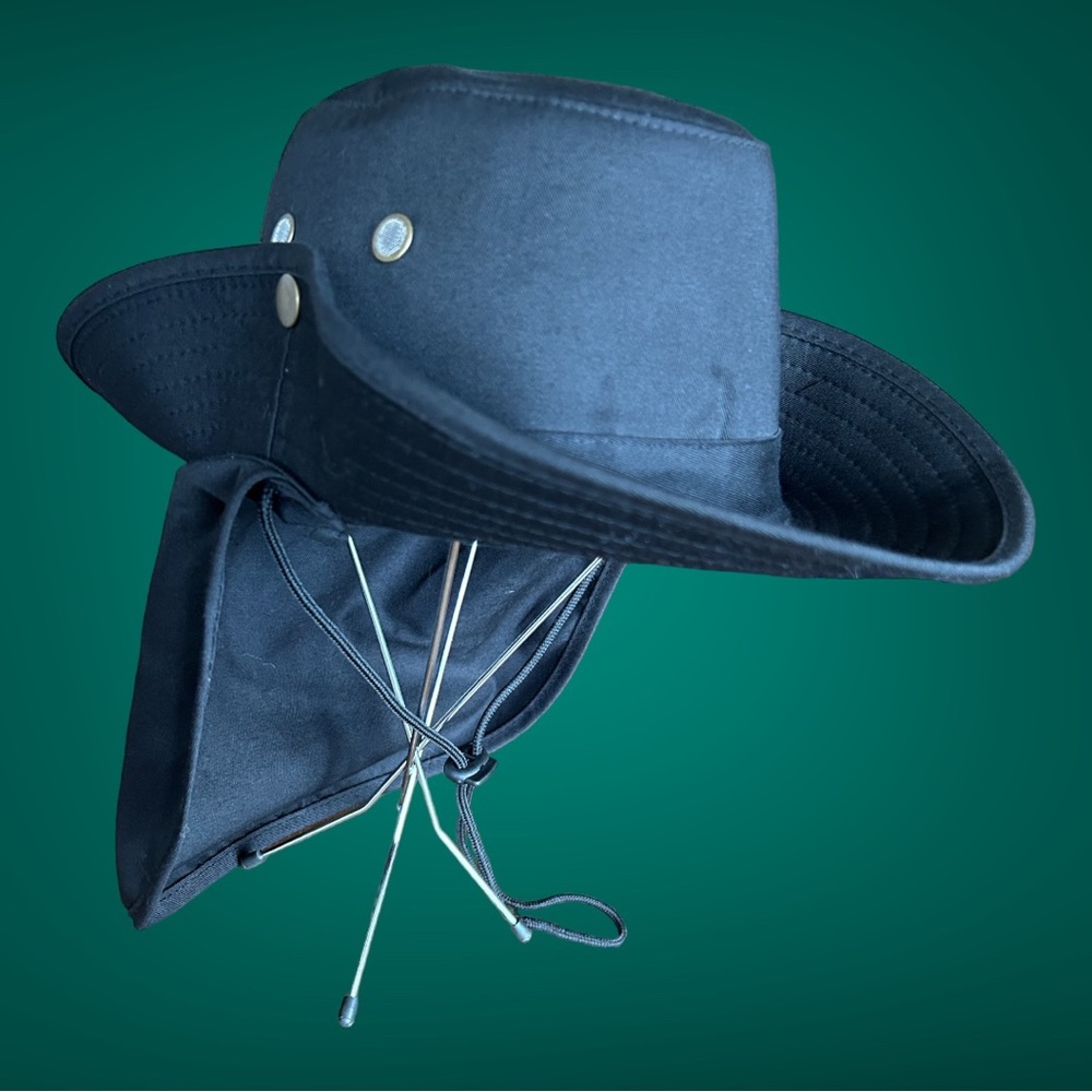 SOL Summer Shade hat with neck cover‎ flap-Black, One size, unisex NWOT - Picture 7 of 7